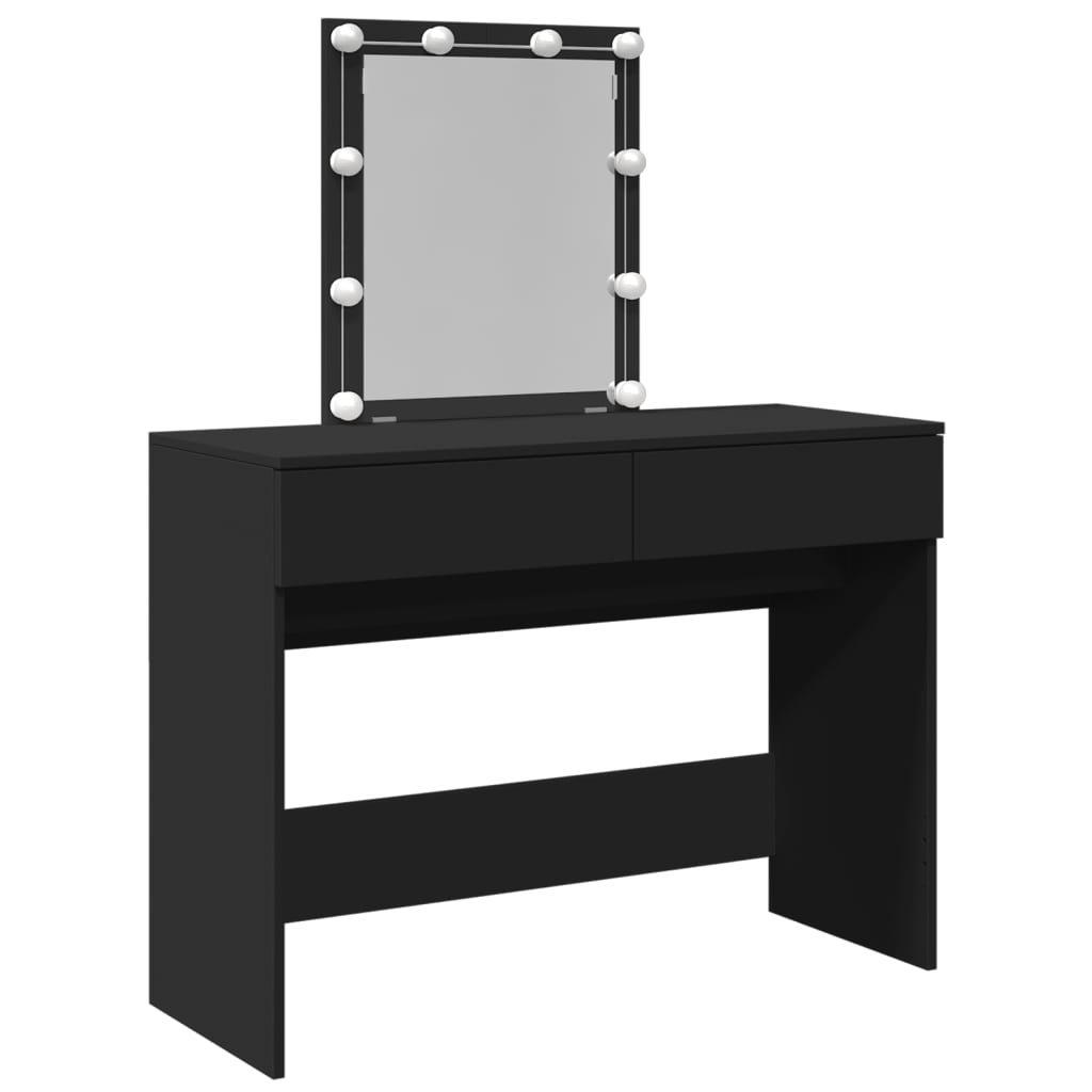 Modern Wooden Dressing Table Makeup Vanity Desk Table With Drawers LED Mirror
