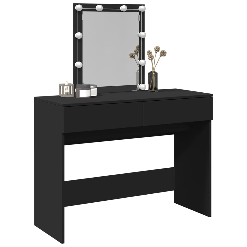 Modern Wooden Dressing Table Makeup Vanity Desk Table With Drawers LED Mirror