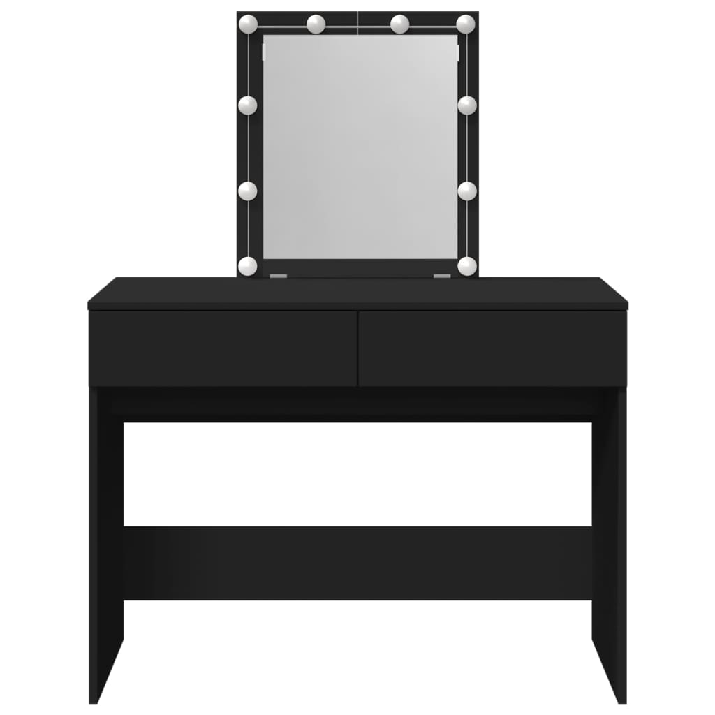 Modern Wooden Dressing Table Makeup Vanity Desk Table With Drawers LED Mirror