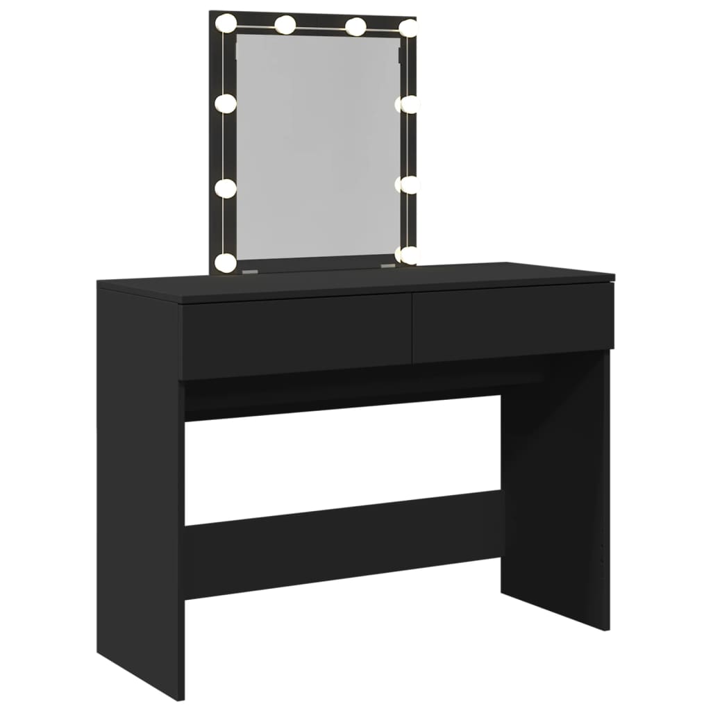 Modern Wooden Dressing Table Makeup Vanity Desk Table With Drawers LED Mirror