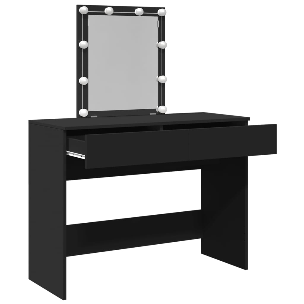 Modern Wooden Dressing Table Makeup Vanity Desk Table With Drawers LED Mirror
