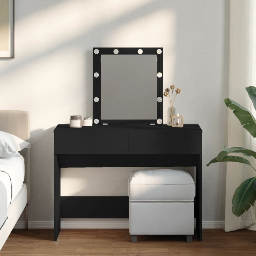 Modern Wooden Dressing Table Makeup Vanity Desk Table With Drawers LED Mirror