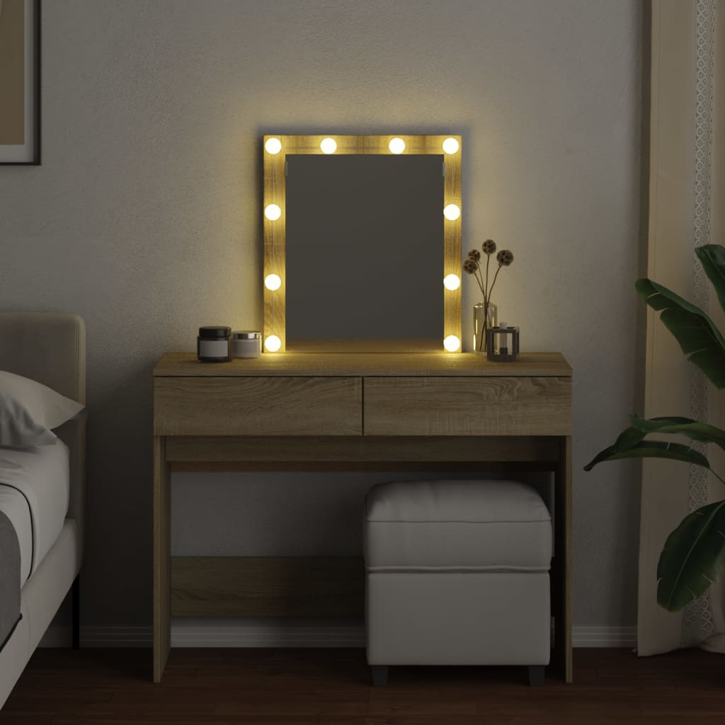 Modern Wooden Dressing Table Makeup Vanity Desk Table With Drawers LED Mirror