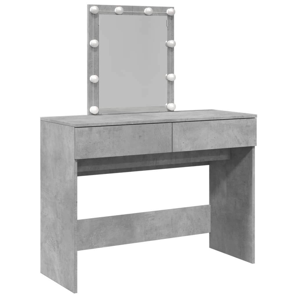 Modern Wooden Dressing Table Makeup Vanity Desk Table With Drawers LED Mirror