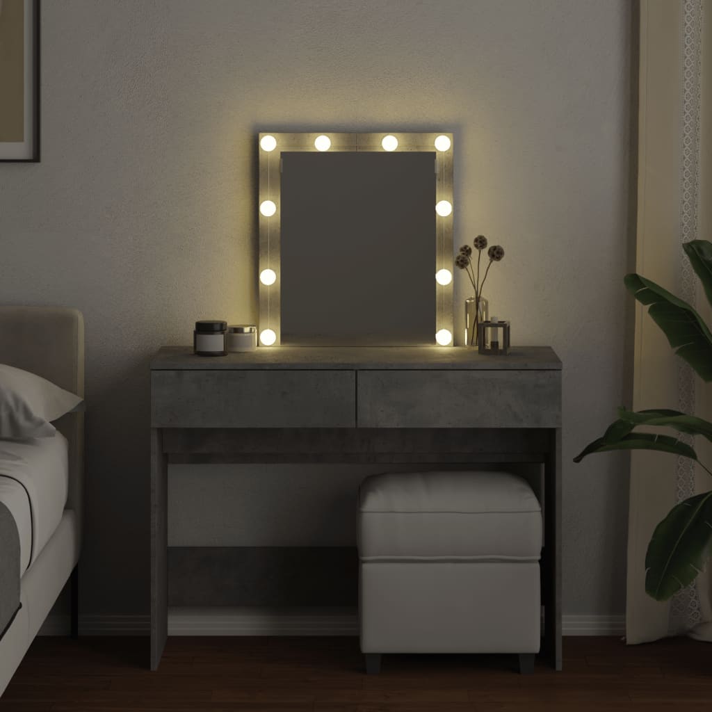 Modern Wooden Dressing Table Makeup Vanity Desk Table With Drawers LED Mirror
