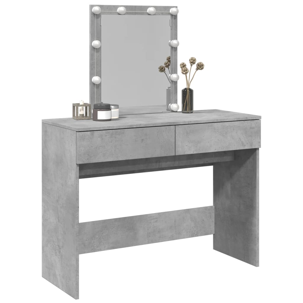 Modern Wooden Dressing Table Makeup Vanity Desk Table With Drawers LED Mirror