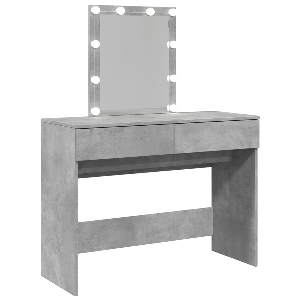 Modern Wooden Dressing Table Makeup Vanity Desk Table With Drawers LED Mirror