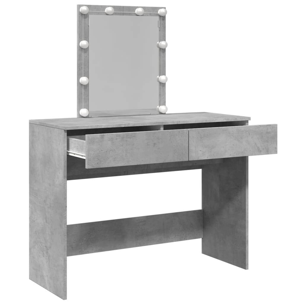 Modern Wooden Dressing Table Makeup Vanity Desk Table With Drawers LED Mirror