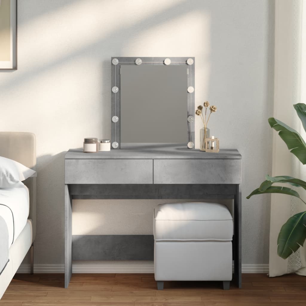 Modern Wooden Dressing Table Makeup Vanity Desk Table With Drawers LED Mirror