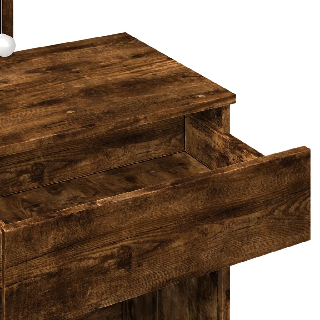 Modern Wooden Dressing Table Makeup Vanity Desk Table With Drawers LED Mirror