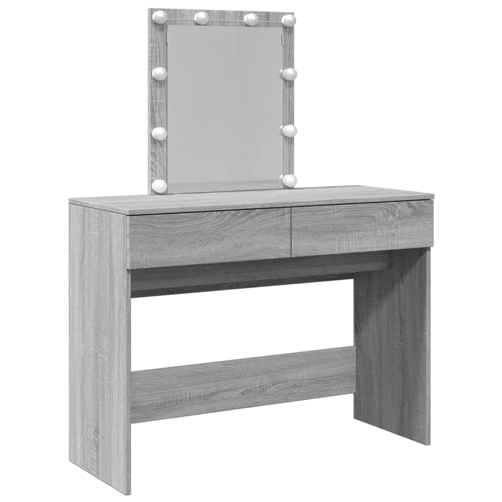 Modern Wooden Dressing Table Makeup Vanity Desk Table With Drawers LED Mirror