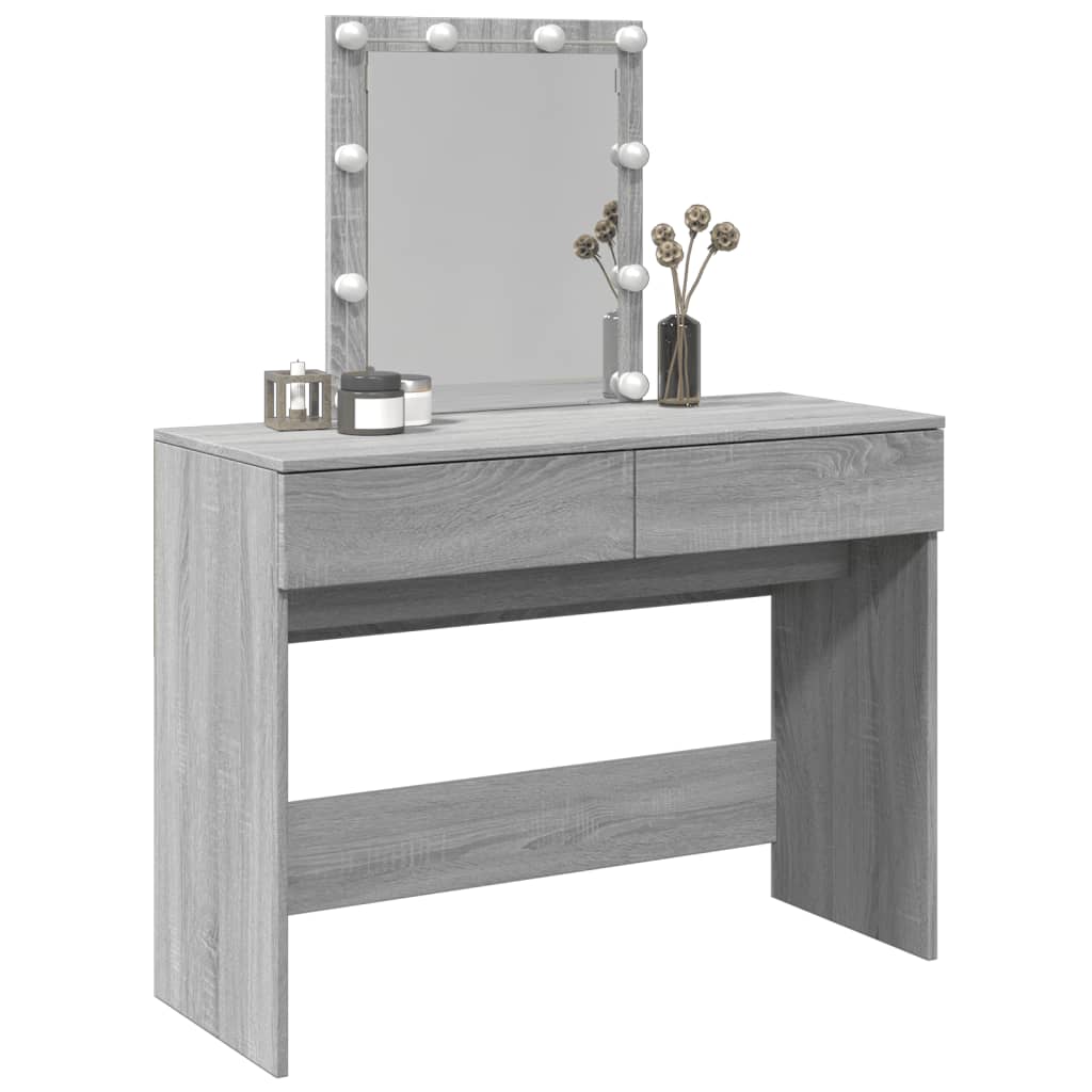 Modern Wooden Dressing Table Makeup Vanity Desk Table With Drawers LED Mirror