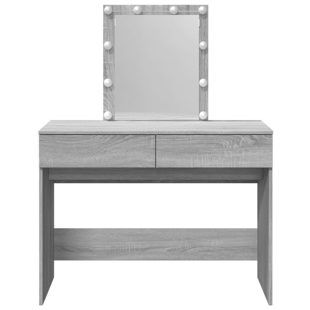 Modern Wooden Dressing Table Makeup Vanity Desk Table With Drawers LED Mirror