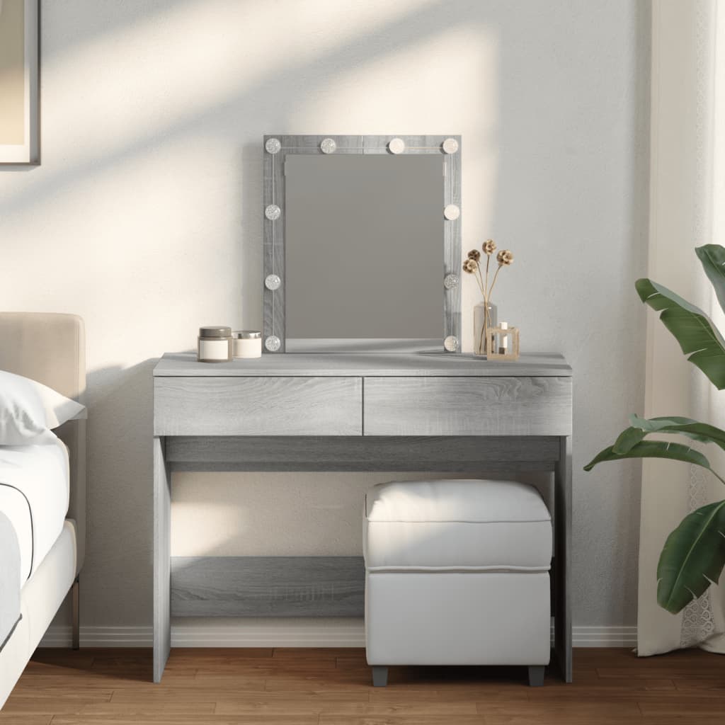 Modern Wooden Dressing Table Makeup Vanity Desk Table With Drawers LED Mirror