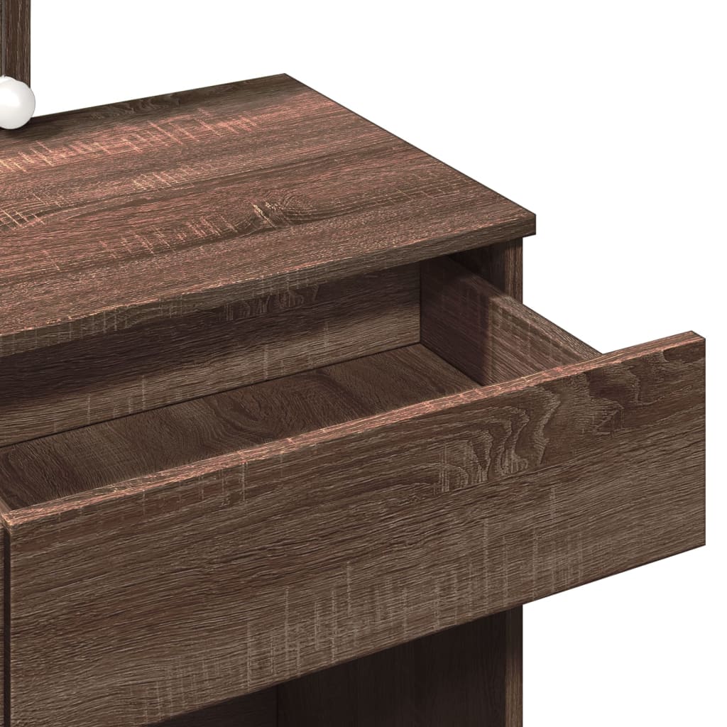 Modern Wooden Dressing Table Makeup Vanity Desk Table With Drawers LED Mirror