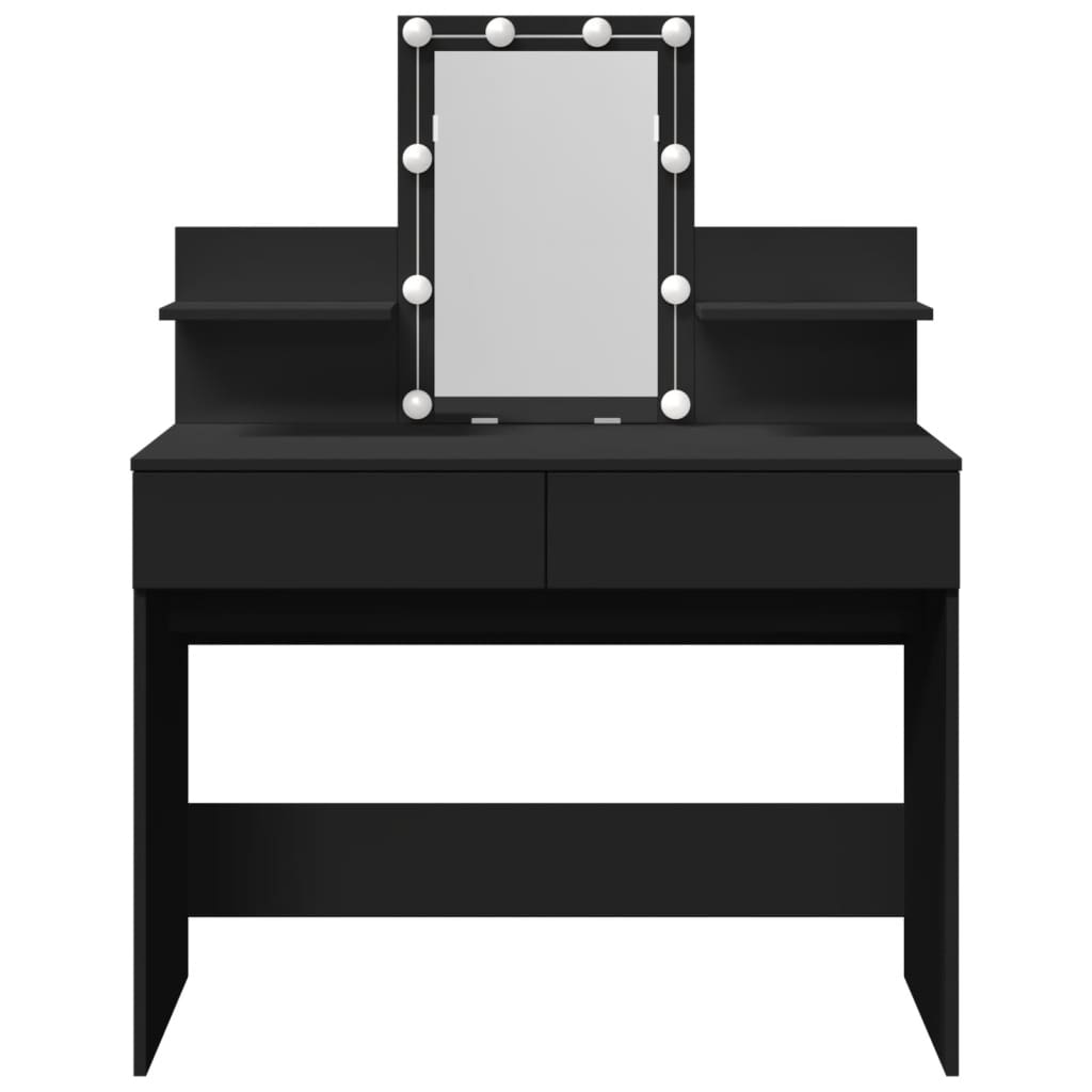 Modern Wooden Makeup Vanity Desk Dressing Table With 2 Drawers LED Mirror