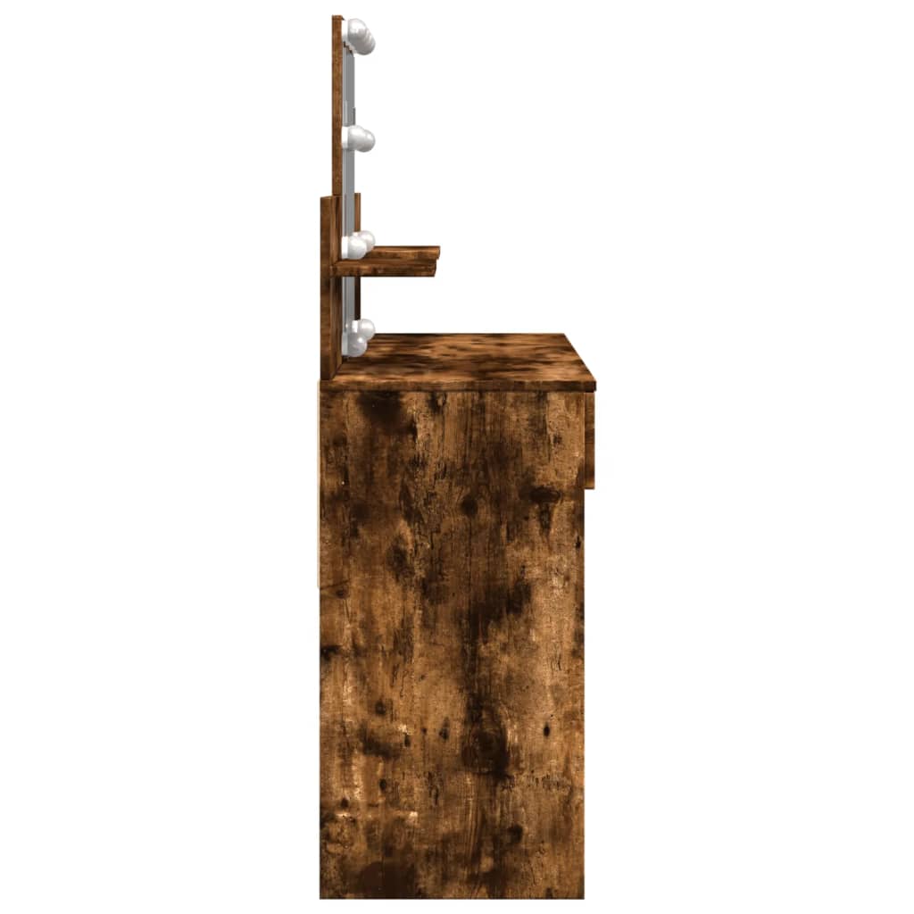 Modern Wooden Makeup Vanity Desk Dressing Table With 2 Drawers LED Mirror