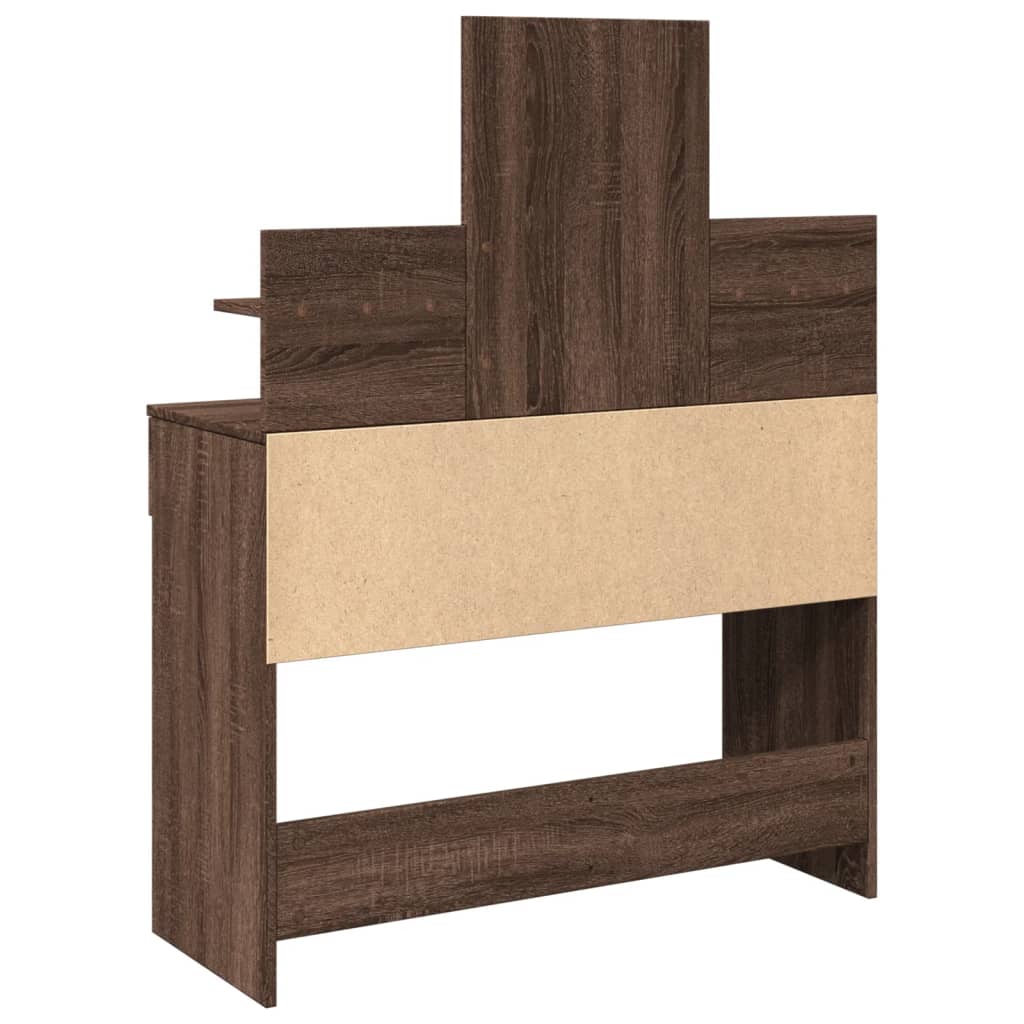 Modern Wooden Makeup Vanity Desk Dressing Table With 2 Drawers LED Mirror