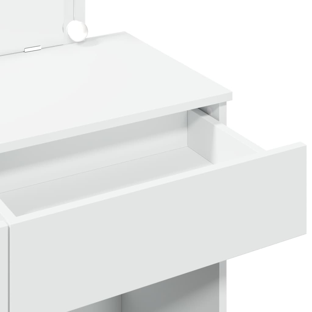 Modern Wooden Wide Dressing Table Makeup Vanity Desk With LED Mirror & Drawers