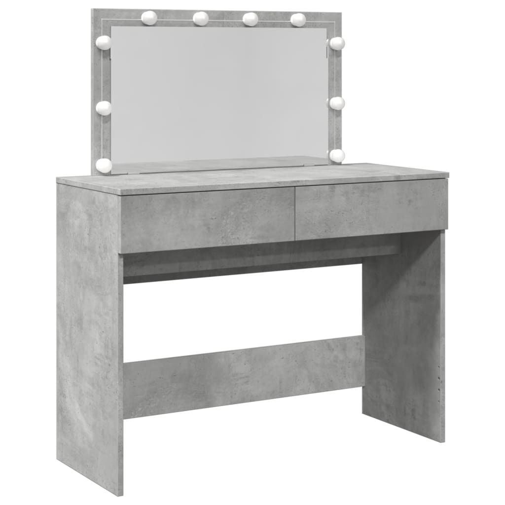 Modern Wooden Wide Dressing Table Makeup Vanity Desk With LED Mirror & Drawers