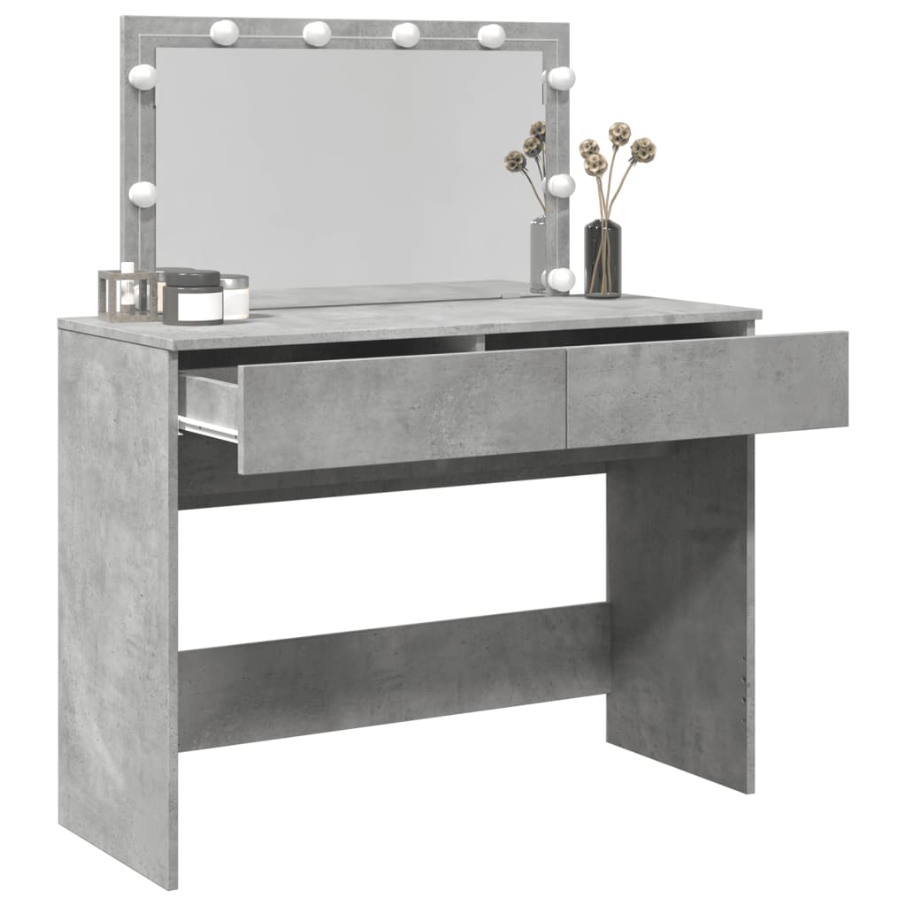 Modern Wooden Wide Dressing Table Makeup Vanity Desk With LED Mirror & Drawers