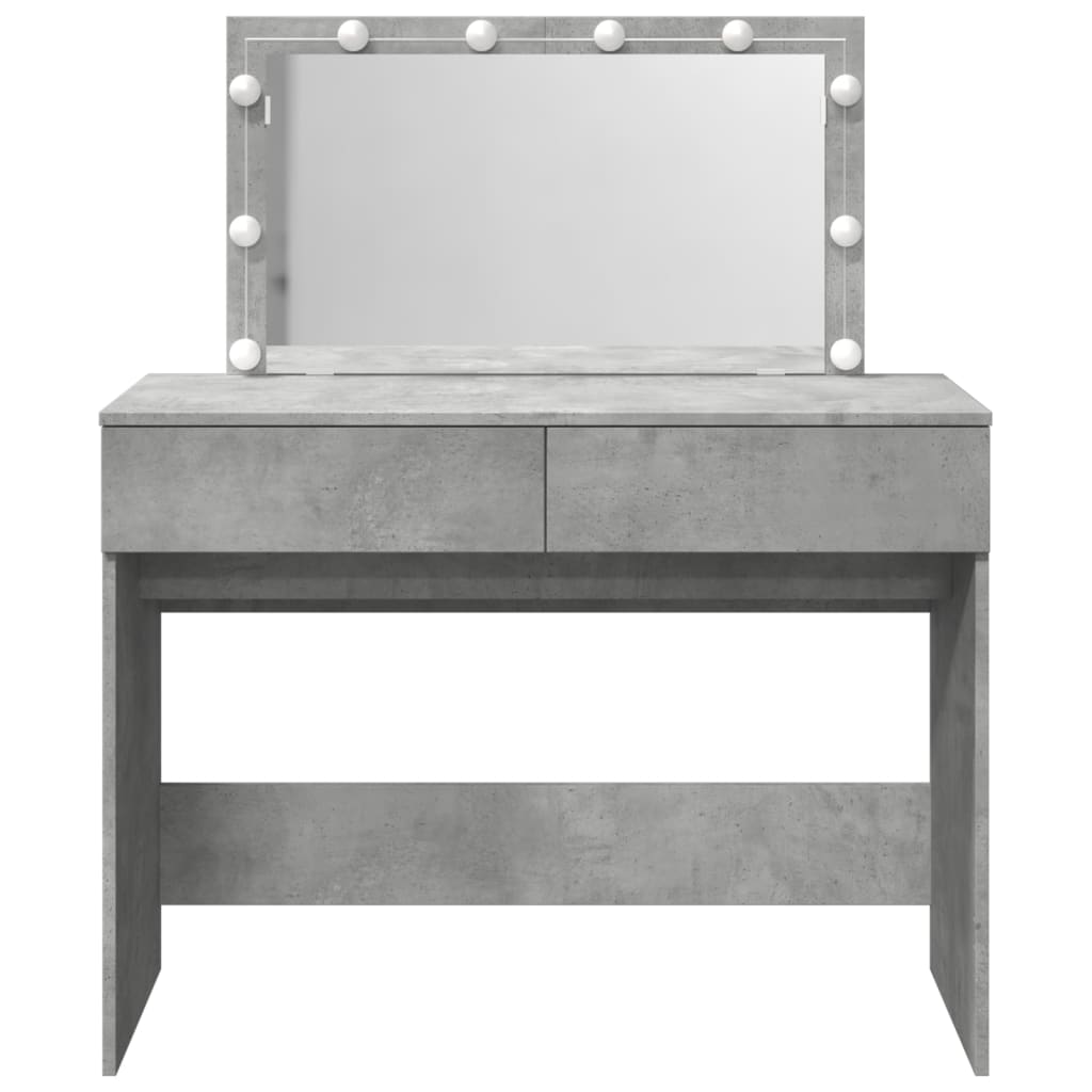 Modern Wooden Wide Dressing Table Makeup Vanity Desk With LED Mirror & Drawers