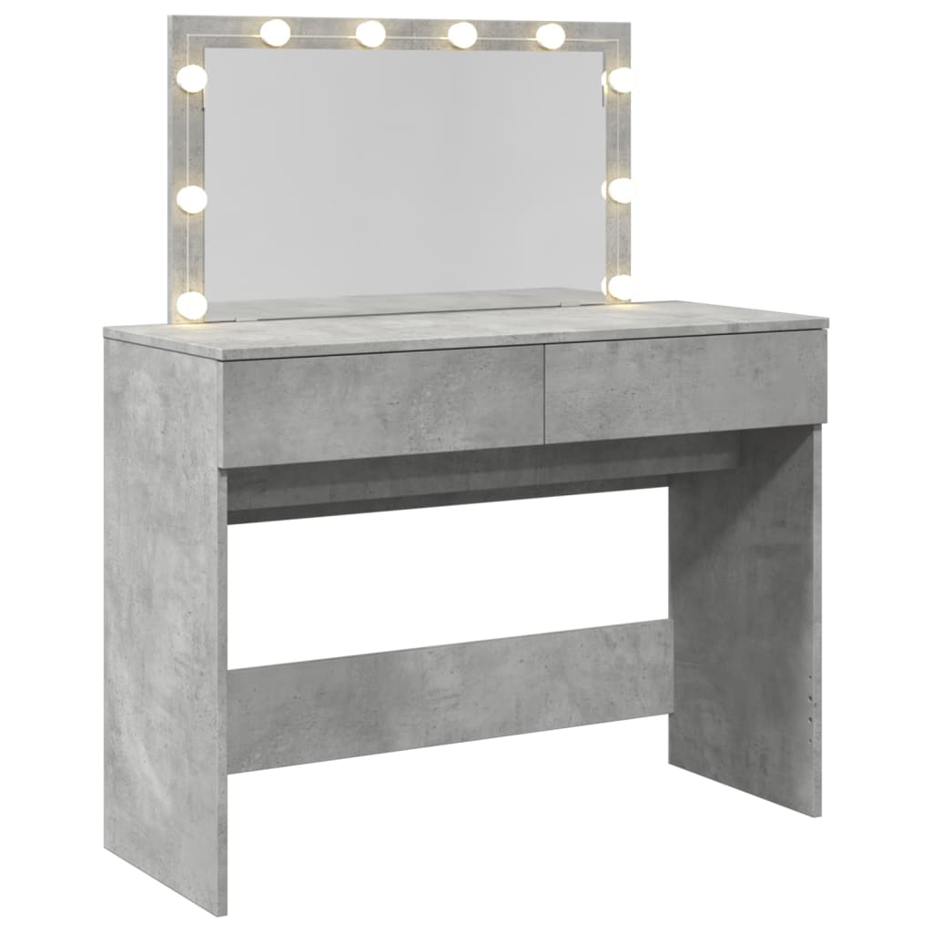 Modern Wooden Wide Dressing Table Makeup Vanity Desk With LED Mirror & Drawers