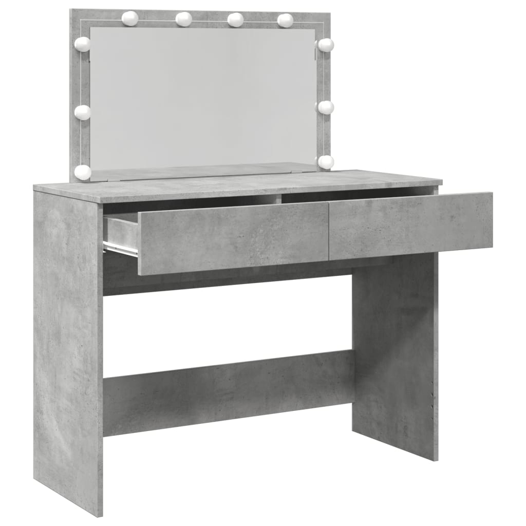 Modern Wooden Wide Dressing Table Makeup Vanity Desk With LED Mirror & Drawers