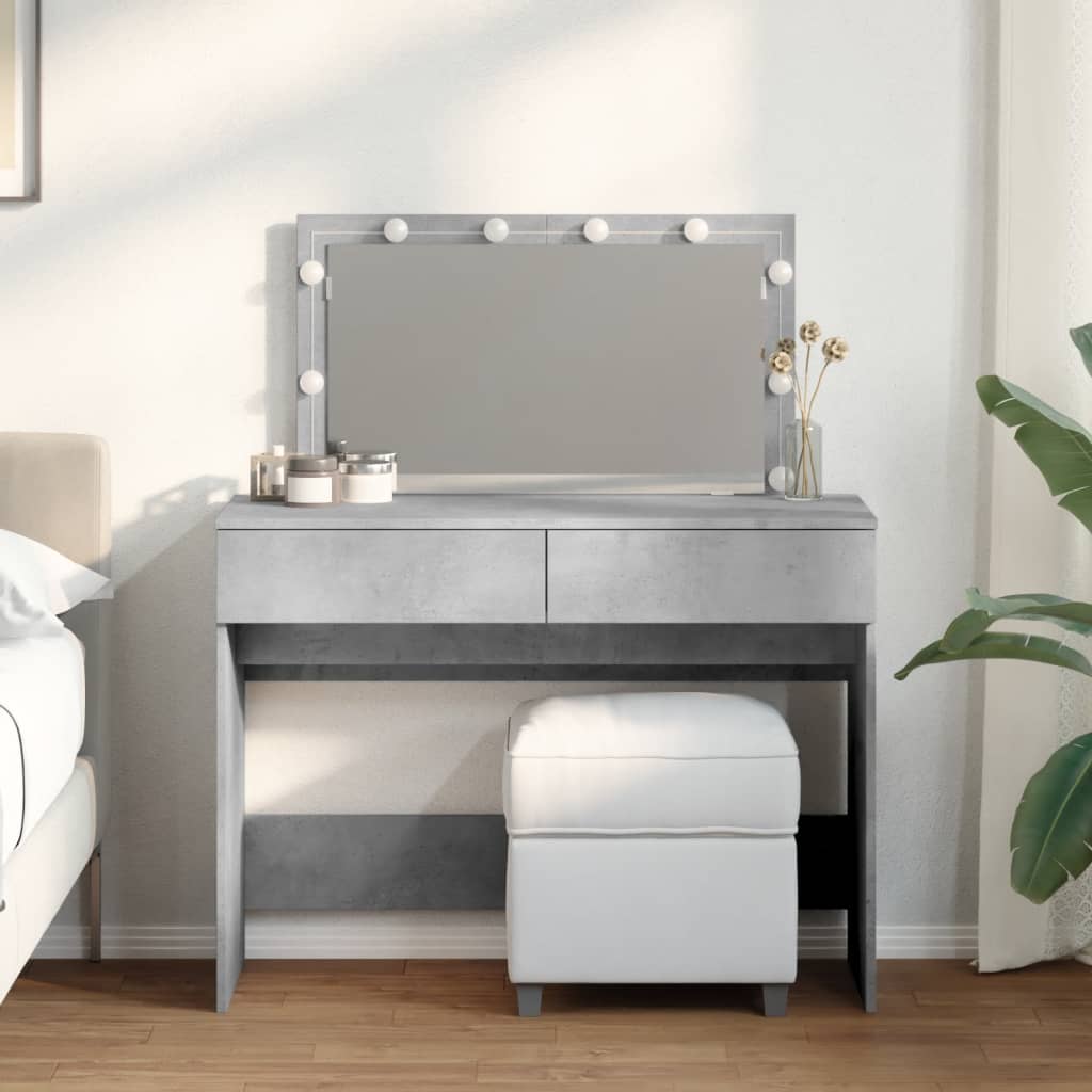 Modern Wooden Wide Dressing Table Makeup Vanity Desk With LED Mirror & Drawers