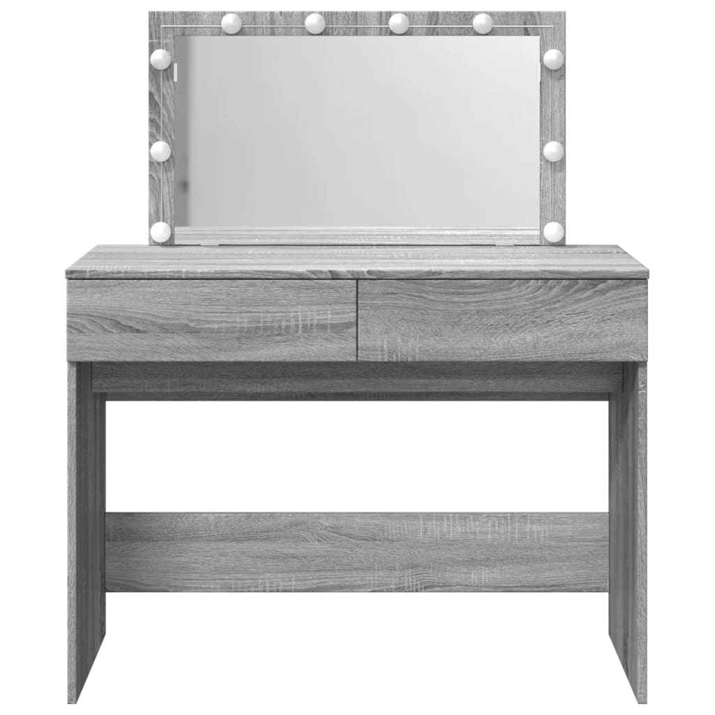 Modern Wooden Wide Dressing Table Makeup Vanity Desk With LED Mirror & Drawers