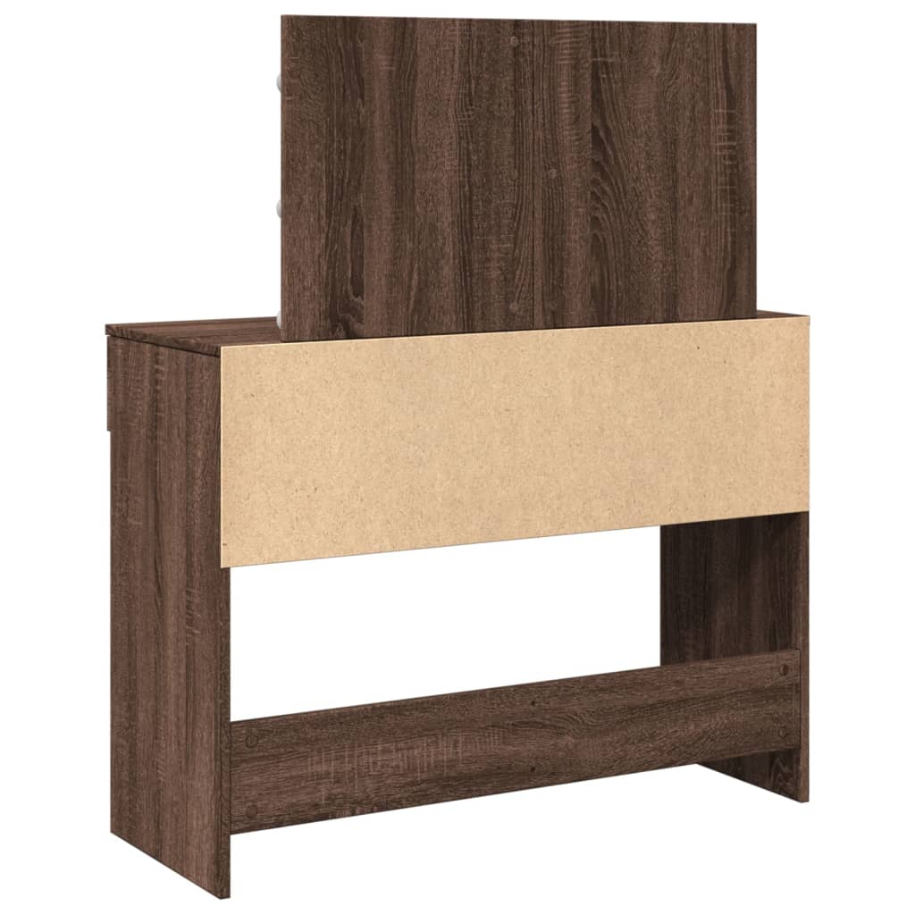 Modern Wooden Wide Dressing Table Makeup Vanity Desk With LED Mirror & Drawers