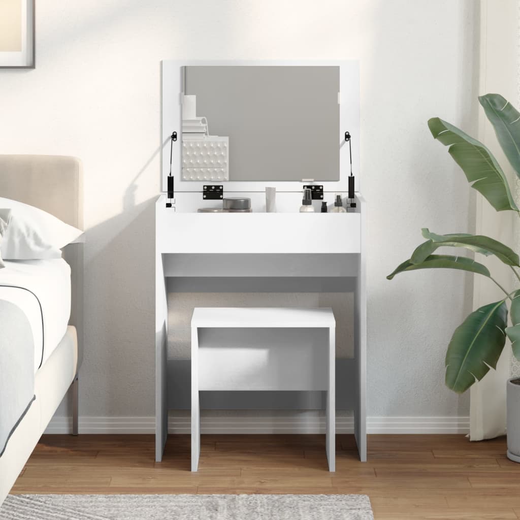 Modern Wooden Dressing Table Makeup Vanity Table With Lift Up Mirror Storage