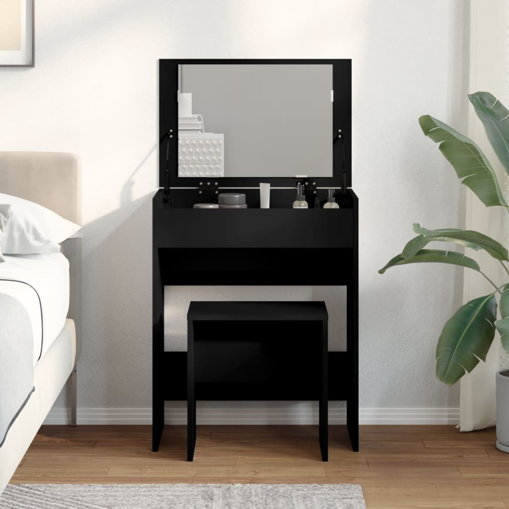 Modern Wooden Dressing Table Makeup Vanity Table With Lift Up Mirror Storage