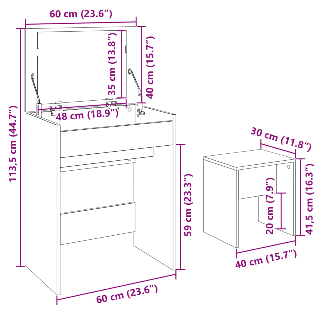 Modern Wooden Dressing Table Makeup Vanity Table With Lift Up Mirror Storage