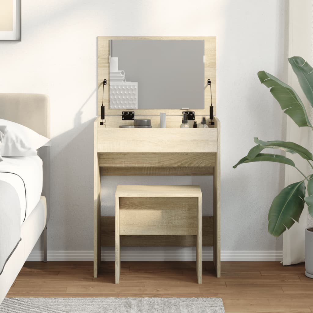 Modern Wooden Dressing Table Makeup Vanity Table With Lift Up Mirror Storage