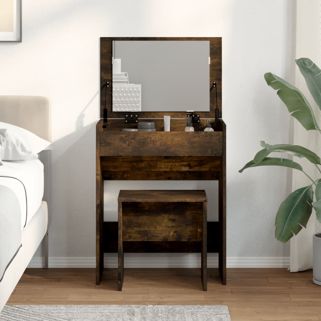 Modern Wooden Dressing Table Makeup Vanity Table With Lift Up Mirror Storage