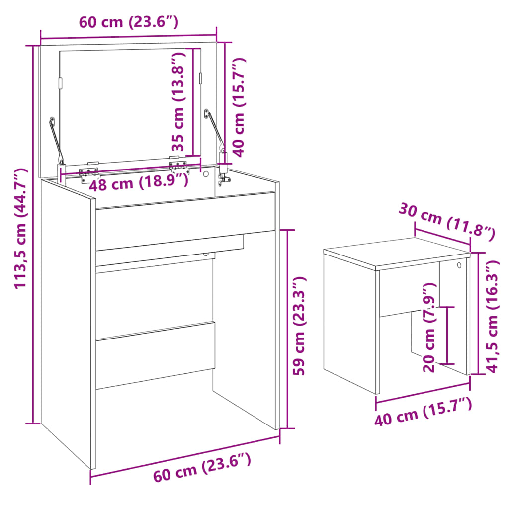 Modern Wooden Dressing Table Makeup Vanity Table With Lift Up Mirror Storage
