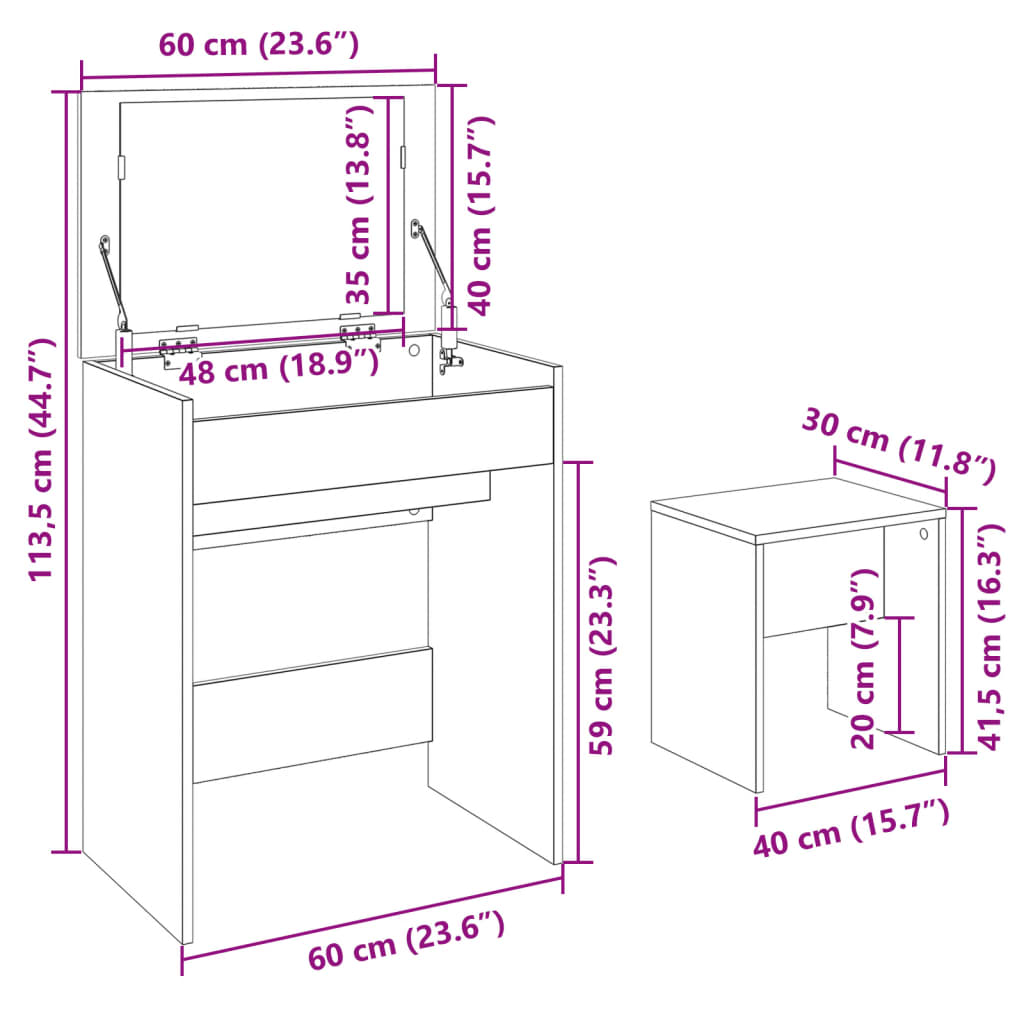 Modern Wooden Dressing Table Makeup Vanity Table With Lift Up Mirror Storage