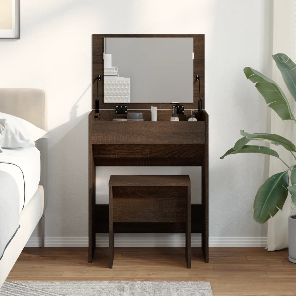 Modern Wooden Dressing Table Makeup Vanity Table With Lift Up Mirror Storage