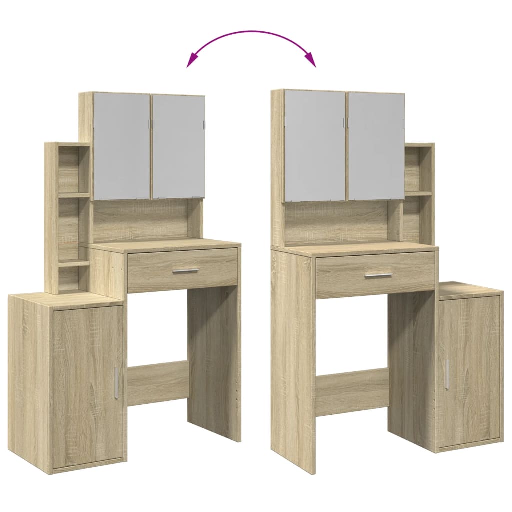 Dressing Table with Cabinet Sonoma Oak 80x35x132 cm