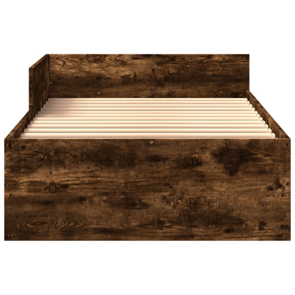 Bed Frame without Mattress Smoked Oak 100x200 cm Engineered Wood