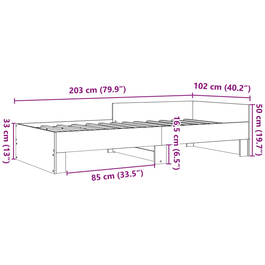 Bed Frame without Mattress Brown Oak 100x200 cm Engineered Wood