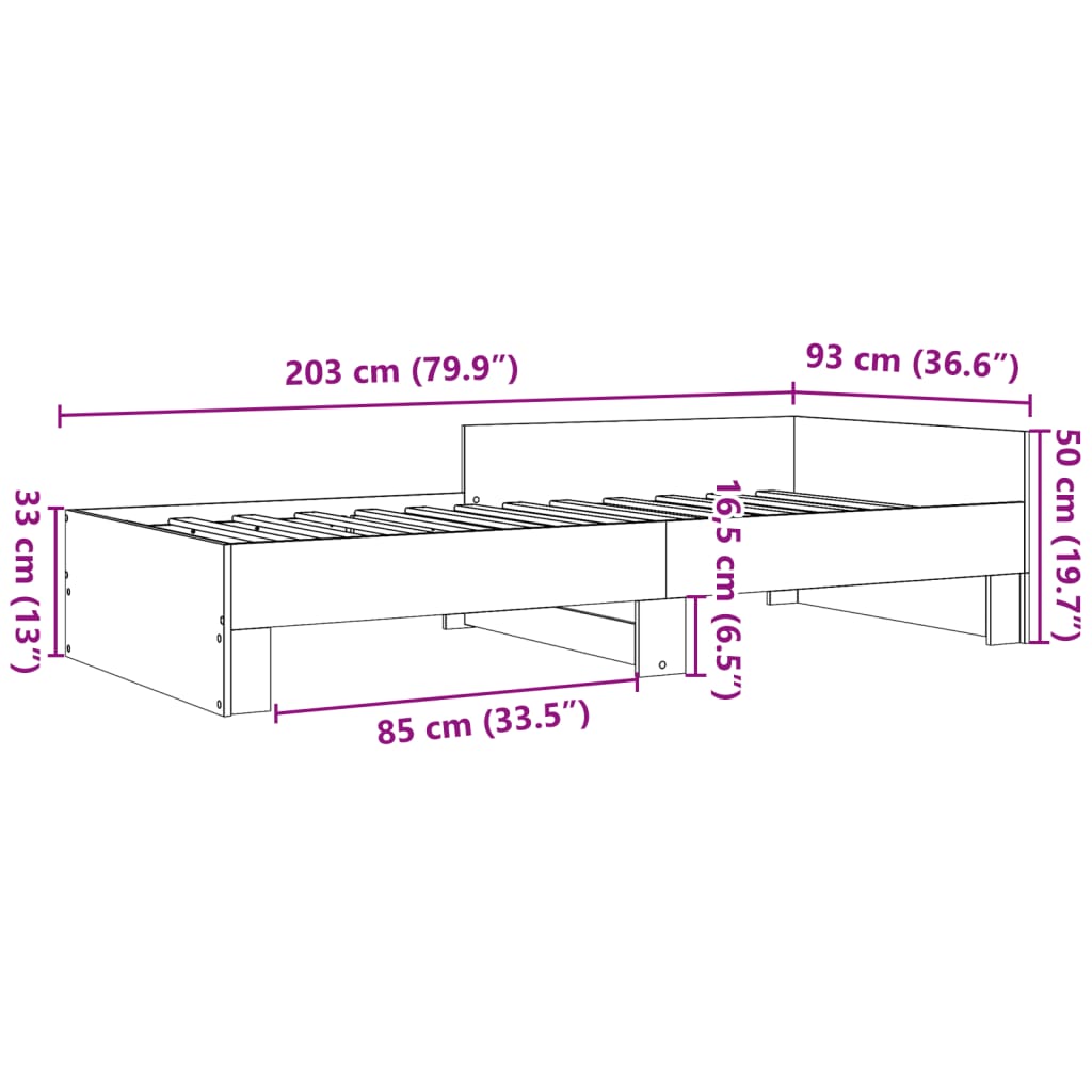 Bed Frame without Mattress Smoked Oak 90x200 cm Engineered Wood
