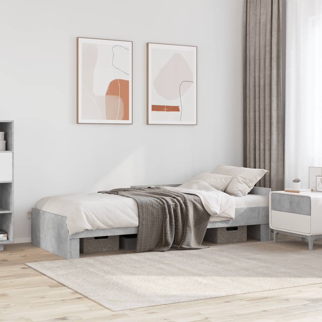 Bed Frame without Mattress Concrete Grey 90x190 cm Single Engineered Wood