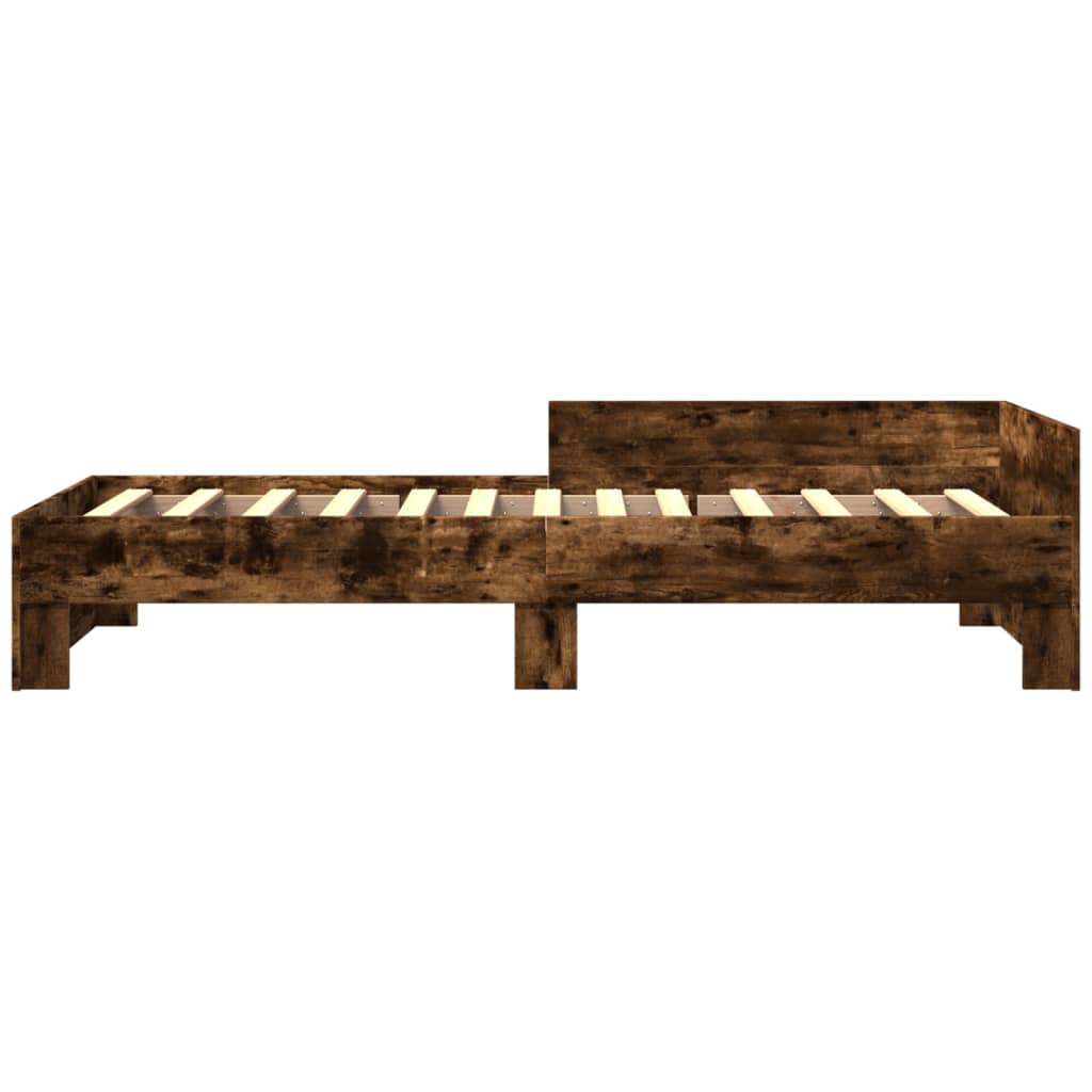 Bed Frame without Mattress Smoked Oak 75x190 cm Small Single Engineered Wood