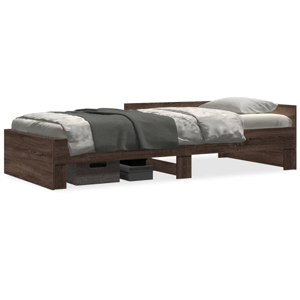 Bed Frame without Mattress Brown Oak 75x190 cm Small Single Engineered Wood