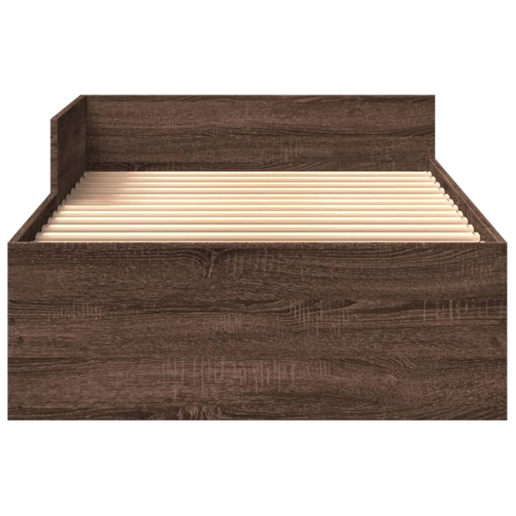 Bed Frame without Mattress Brown Oak 75x190 cm Small Single Engineered Wood