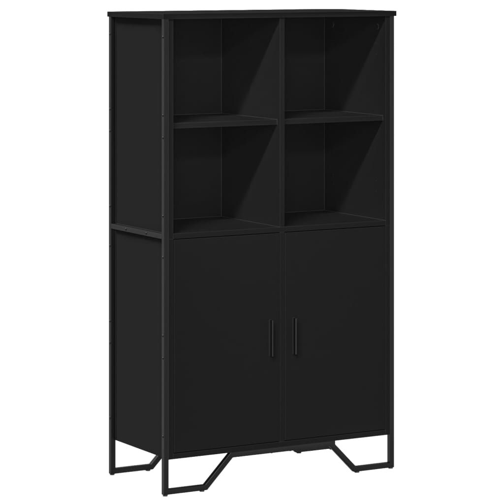 Highboard Black 79.5x35.5x137.5 cm Engineered wood