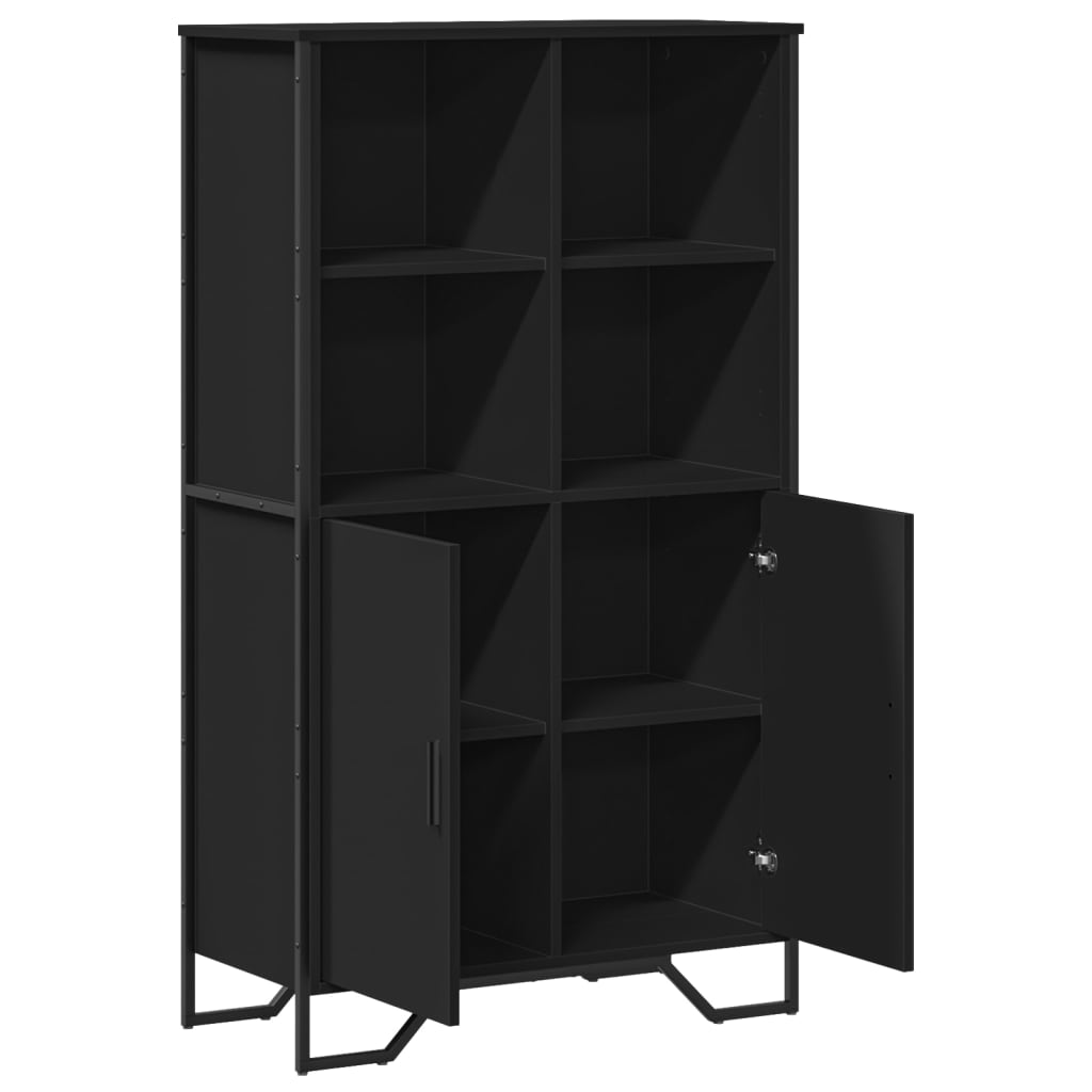 Highboard Black 79.5x35.5x137.5 cm Engineered wood