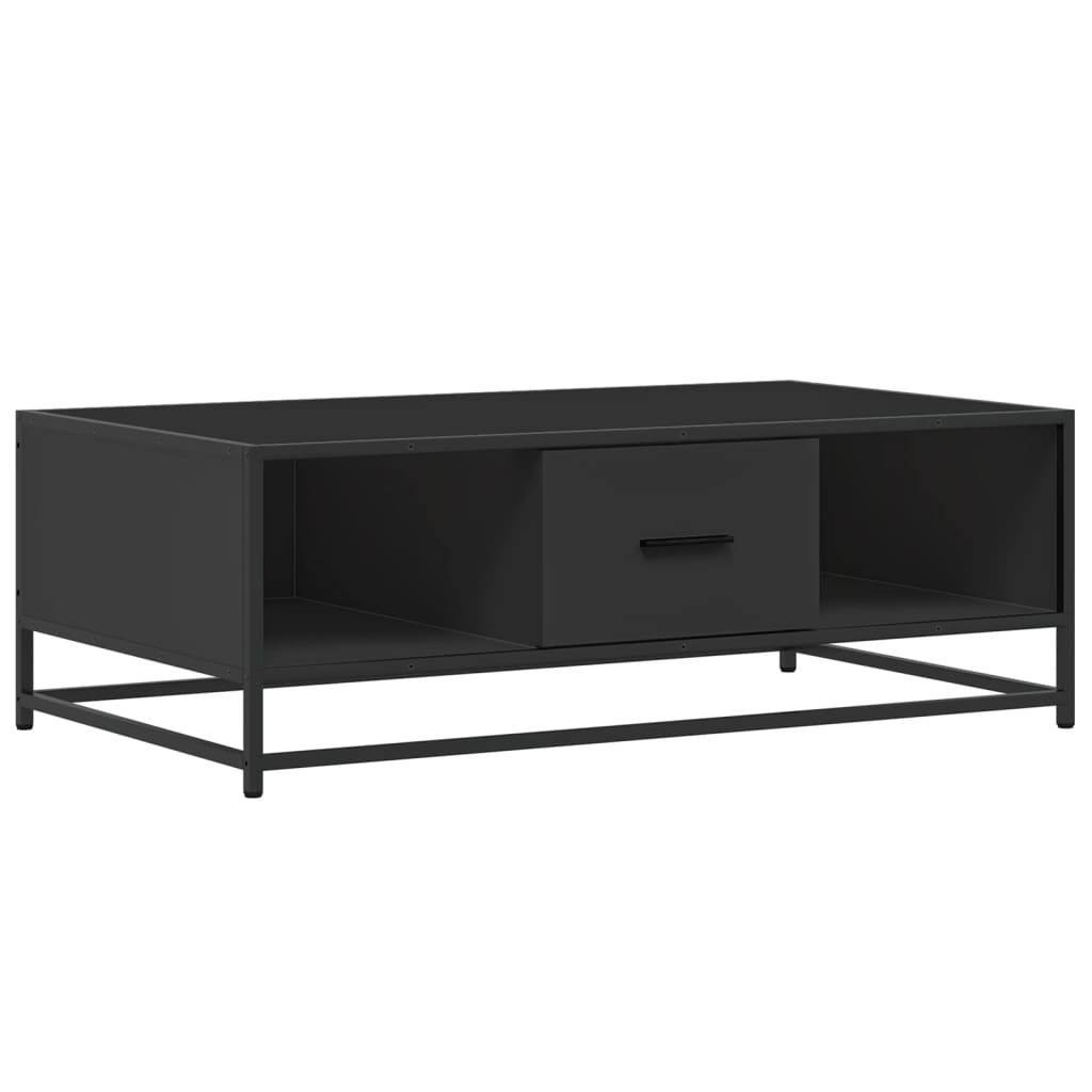 Industrial Wooden Living Room Square Coffee Table With Storage Drawer & Open Shelves